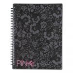 Notebook, Narrow Rule, Black/Pink/Floral Cover, 8.25 x 6.25, 70 Pages