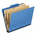 Six-Section Colored Classification Folders, 2 Dividers, Letter Size, Light Blue, 10/Box