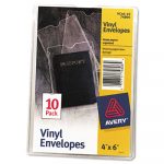 Top-Load Clear Vinyl Envelopes w/Thumb Notch, 4 x 6, Clear, 10/Pack