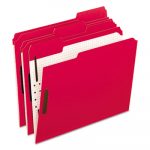 Colored Folders with Two Embossed Fasteners, 1/3-Cut Tabs, Letter Size, Red, 50/Box