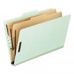 Four-, Six-, and Eight-Section Pressboard Classification Folders, 2 Dividers, Embedded Fasteners, Letter Size, Green, 10/Box