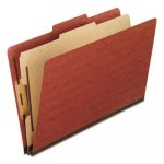 Four-, Six-, and Eight-Section Pressboard Classification Folders, 1 Divider, Embedded Fasteners, Legal Size, Red, 10/Box