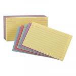 Ruled Index Cards, 4 x 6, Blue/Violet/Canary/Green/Cherry, 100/Pack