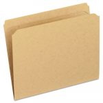 Dark Kraft File Folders with Double-Ply Top, Straight Tab, Letter Size, Kraft, 100/Box