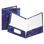 Marble Design Laminated High Gloss Twin Pocket Folder,Navy, 25/box