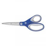 Straight KleenEarth Soft Handle Scissors, 8" Long, Blue/Gray