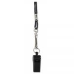 Sports Whistle with Black Nylon Lanyard, Plastic, Black