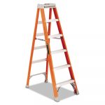 Fiberglass Heavy Duty Step Ladder, 45" Working Height, 300 lbs Capacity, 5 Step, Orange