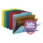 Six-Section Pressboard Top Tab Classification Folders w/ SafeSHIELD Fasteners, 2 Dividers, Letter Size, Assorted, 10/Box