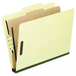 Four-, Six-, and Eight-Section Pressboard Classification Folders, 1 Divider, Embedded Fasteners, Legal, Light Green, 10/Box