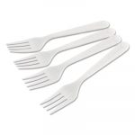 Heavyweight Cutlery, Forks, Polypropylene, Wrapped, White, 1000/Carton