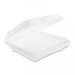 Hinged Carryout Containers, Foam, White, Vented, 9 1/4W x 9 1/4D x 3H, 200/CT