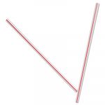 Unwrapped Hollow Stir-Straws, 5", Plastic, White/Red, 1000/Box, 10 Boxes/Carton