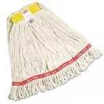 Web Foot Wet Mops, Cotton/Synthetic, White, Small, 1" Yellow Headband,6/Carton