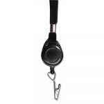Lanyards with Retractable ID Reels, Clip Style, 34" Long, Black, 12/Carton