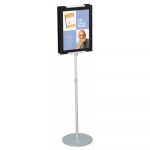 Adjustable Sign Stand, Metal, Stands 44" - 73" High, Silver