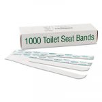 Sani/Shield Printed Toilet Seat Band, Paper, Blue/White, 16" Wide x 1-1/2" Deep