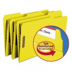 Top Tab Colored 2-Fastener Folders, 1/3-Cut Tabs, Legal Size, Yellow, 50/Box