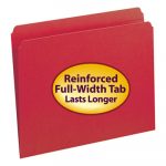 Reinforced Top Tab Colored File Folders, Straight Tab, Letter Size, Red, 100/Box
