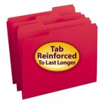 Reinforced Top Tab Colored File Folders, 1/3-Cut Tabs, Letter Size, Red, 100/Box