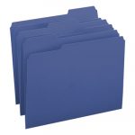 Colored File Folders, 1/3-Cut Tabs, Letter Size, Navy Blue, 100/Box