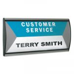 People Pointer Wall/Door Sign, Aluminum Base, 8 3/4 x 4, Black/Silver