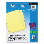 Preprinted Laminated Tab Dividers w/Copper Reinforced Holes, 12-Tab, Letter