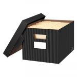 STOR/FILE Decorative Storage Box, Letter/Legal, Black/Gray, 4/Carton