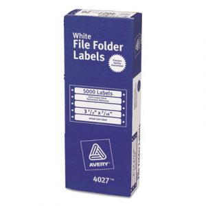 Dot Matrix Printer Permanent File Folder Labels, 0.44 x 3.5, White, 5,000/Box