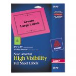 High-Visibility ID Labels, Laser Printers, 8.5 x 11, Assorted, 15/Pack
