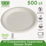 Renewable & Compostable Sugarcane Plates - 10", 500/CT