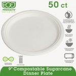 Renewable/Compostable Sugarcane Plates Convenience Pack, 9", 50/PK, 10 PK/CT
