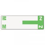 Alpha-Z Color-Coded First Letter Combo Alpha Labels, M/Z, 1.16 x 3.63, Light Green/White, 5/Sheet, 20 Sheets/Pack