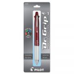 Dr. Grip 4 + 1 Retractable Ballpoint Pen/Pencil, BK/BE/GN/Red Ink, Burgundy Barrel