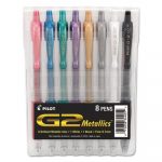 G2 Metallics Retractable Gel Pen, Fine 0.7mm, Assorted Ink/Barrel, 8/Pack