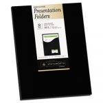 One-Pocket Presentation Folders, 8 1/2 x 11, Black, 8/Pack