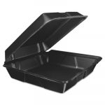 Foam Hinged Lid Container, 9.3w x 3h x 3d, Black, 200/Carton