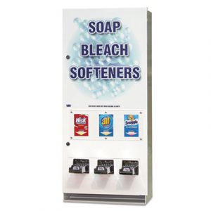 Coin-Operated Soap Vender, 3-Column, 16.25" x 37.75" x 9.5", White/Blue