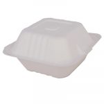 ChampWare Molded-Fiber Clamshell Containers, 6w x 6d x 3h, White, 500/Carton
