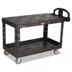 Heavy-Duty 2-Shelf Utility Cart, TPR Casters, 25-1/4w x 54d x 36h, Black