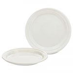 Plastic Plates, 7 Inches, White, Round, 125/Pack, 8 Packs/Carton