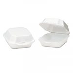 Foam Hinged Container, Sandwich, 5-1/8x5-1/3x2-3/4, White, 125/Bag, 4 Bags/CT
