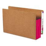 Redrope Drop-Front End Tab File Pockets w/ Fully Lined Colored Gussets, 3.5" Expansion, Legal Size, Redrope/Red, 10/Box