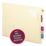End Tab File Jacket with Antimicrobial Product Protection, Straight Tab, Letter Size, Manila, 100/Box