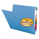 Reinforced End Tab Colored Folders, Straight Tab, Letter Size, Blue, 100/Box