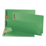 Heavyweight Colored End Tab Folders with Two Fasteners, Straight Tab, Legal Size, Green, 50/Box
