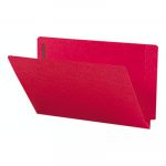 Heavyweight Colored End Tab Folders with Two Fasteners, Straight Tab, Legal Size, Red, 50/Box