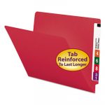 Reinforced End Tab Colored Folders, Straight Tab, Letter Size, Red, 100/Box