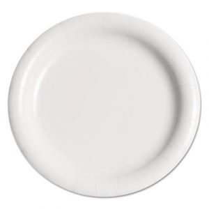 Bare Eco-Forward Clay-Coated Paper Plate, 9", WH, Rnd, Mdmwgt, 125/Pk, 4 PK/CT
