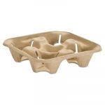 StrongHolder Molded Fiber Cup Tray, 8-32oz, Four Cups, 150/Pack, 2 Packs/Carton